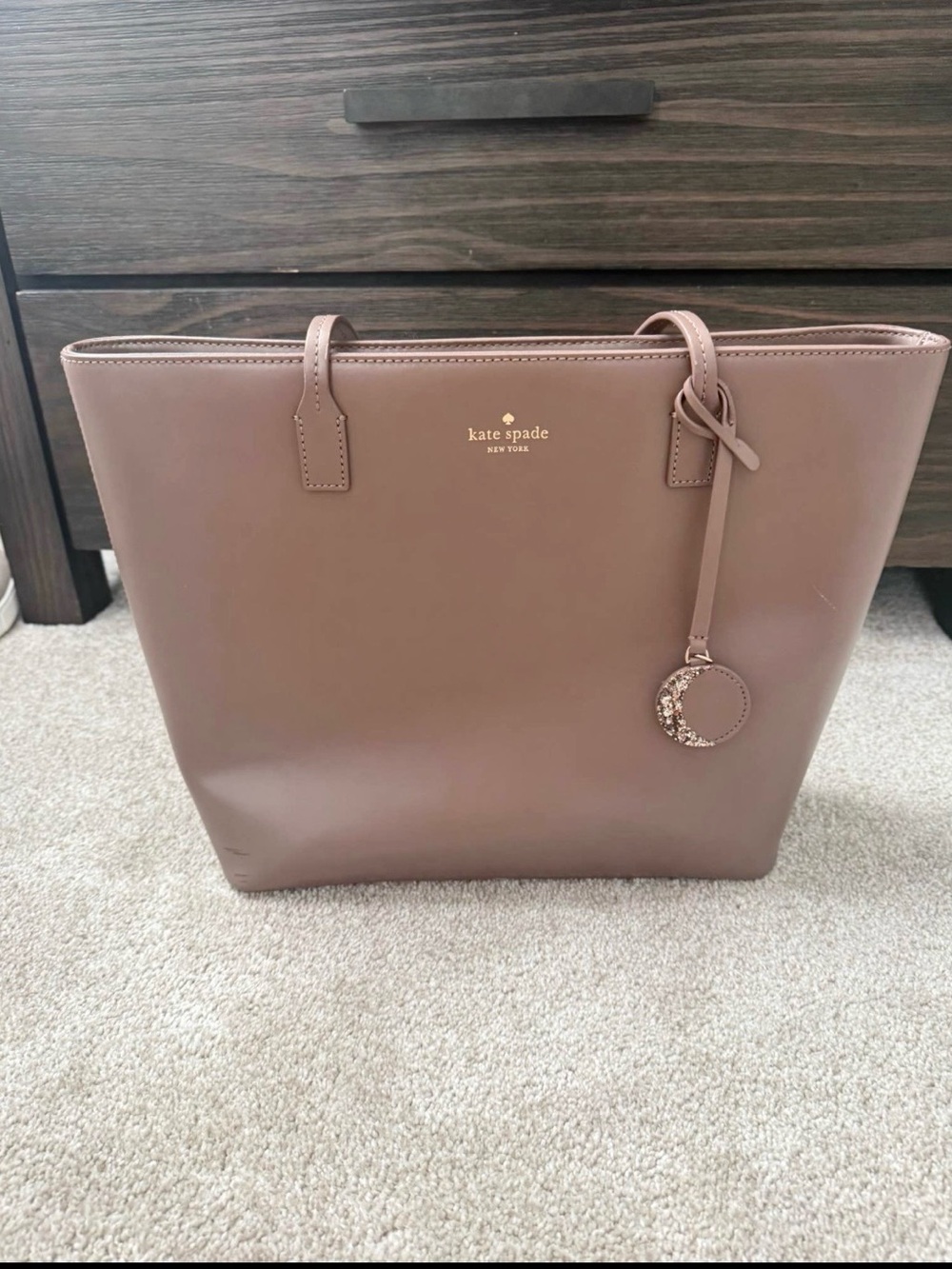 kate spade Mauve-Taupe Leather Tote with Charm